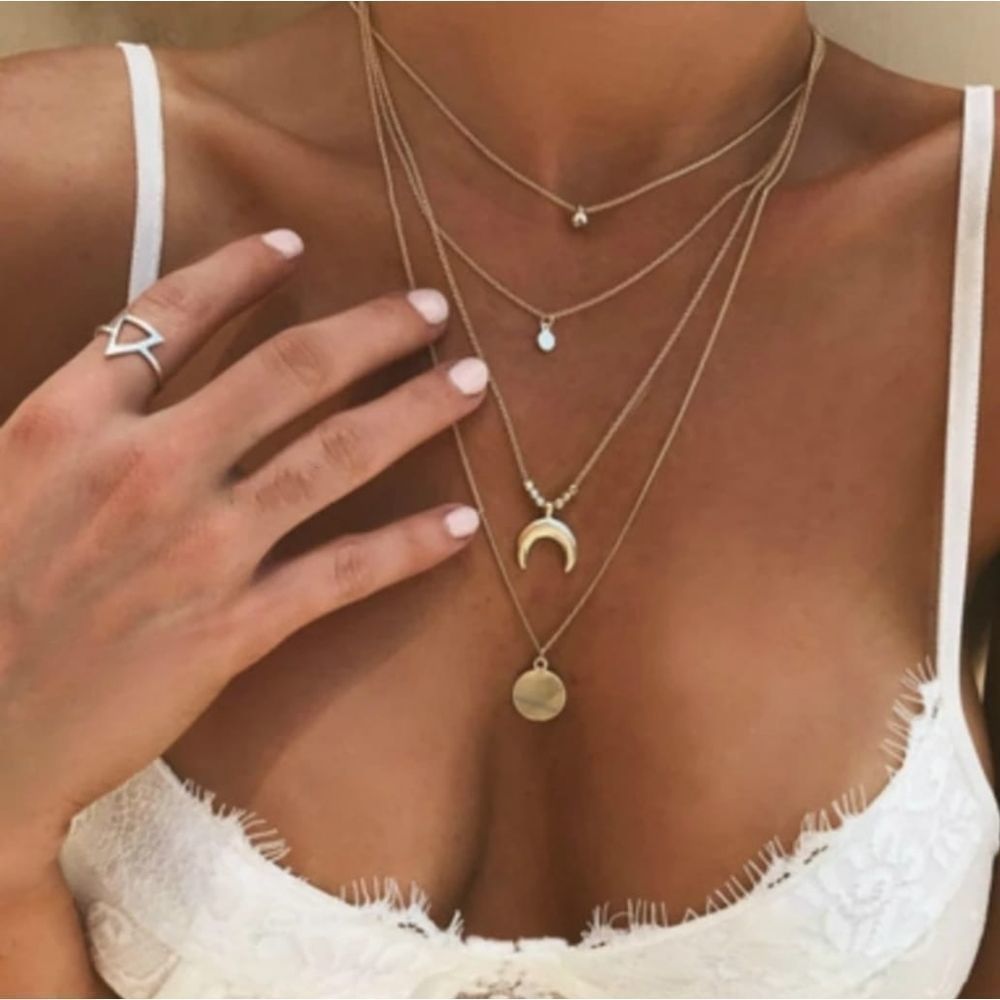 New Fashion Jewelry Gold Color Round Sheet  Moon